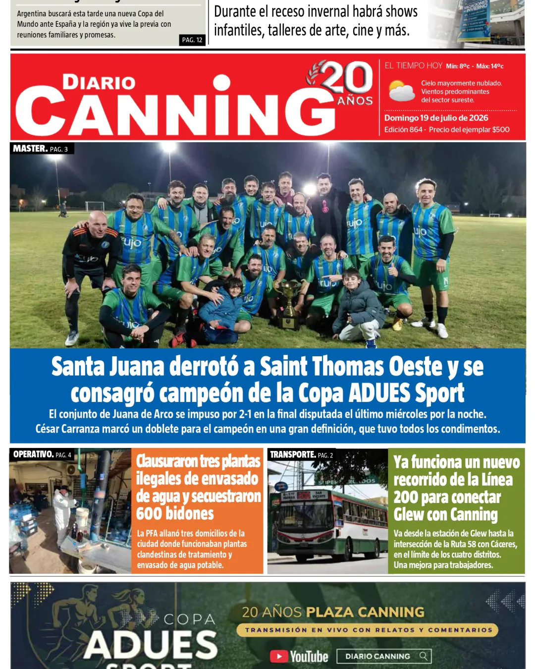 Tapa del diario en papel