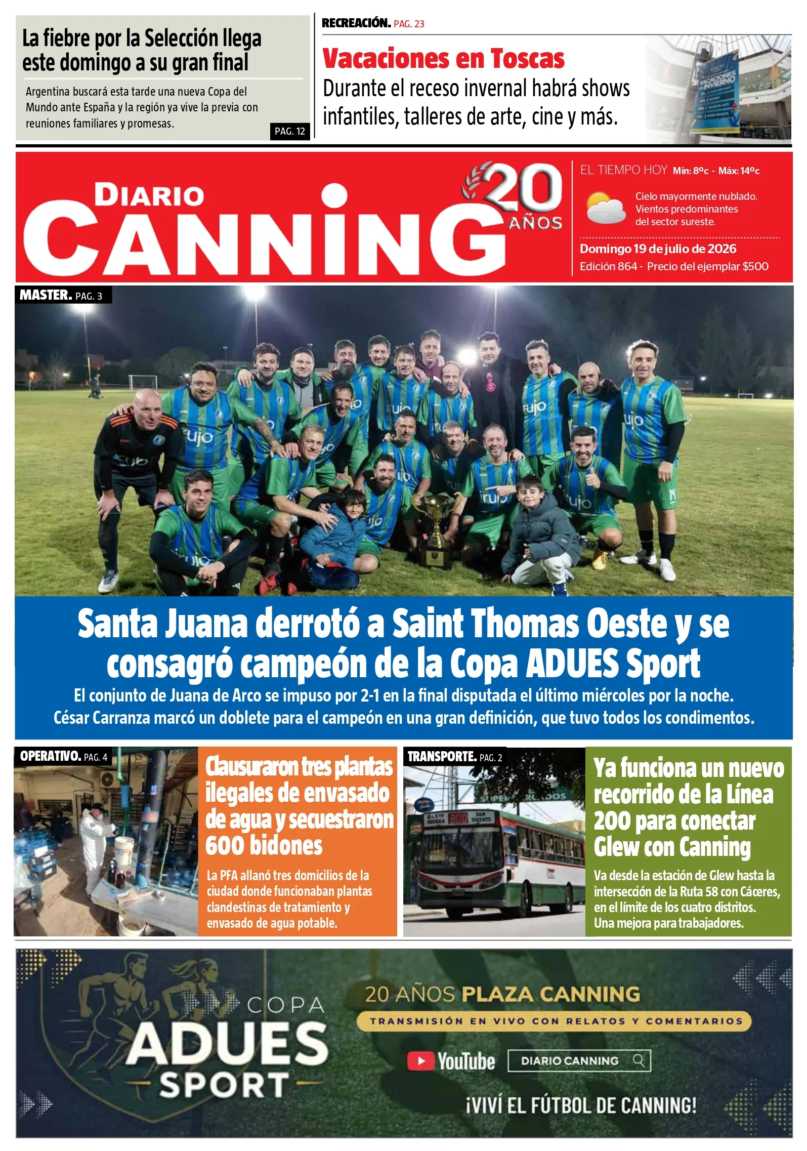 Tapa del dom, 19 jul 2026