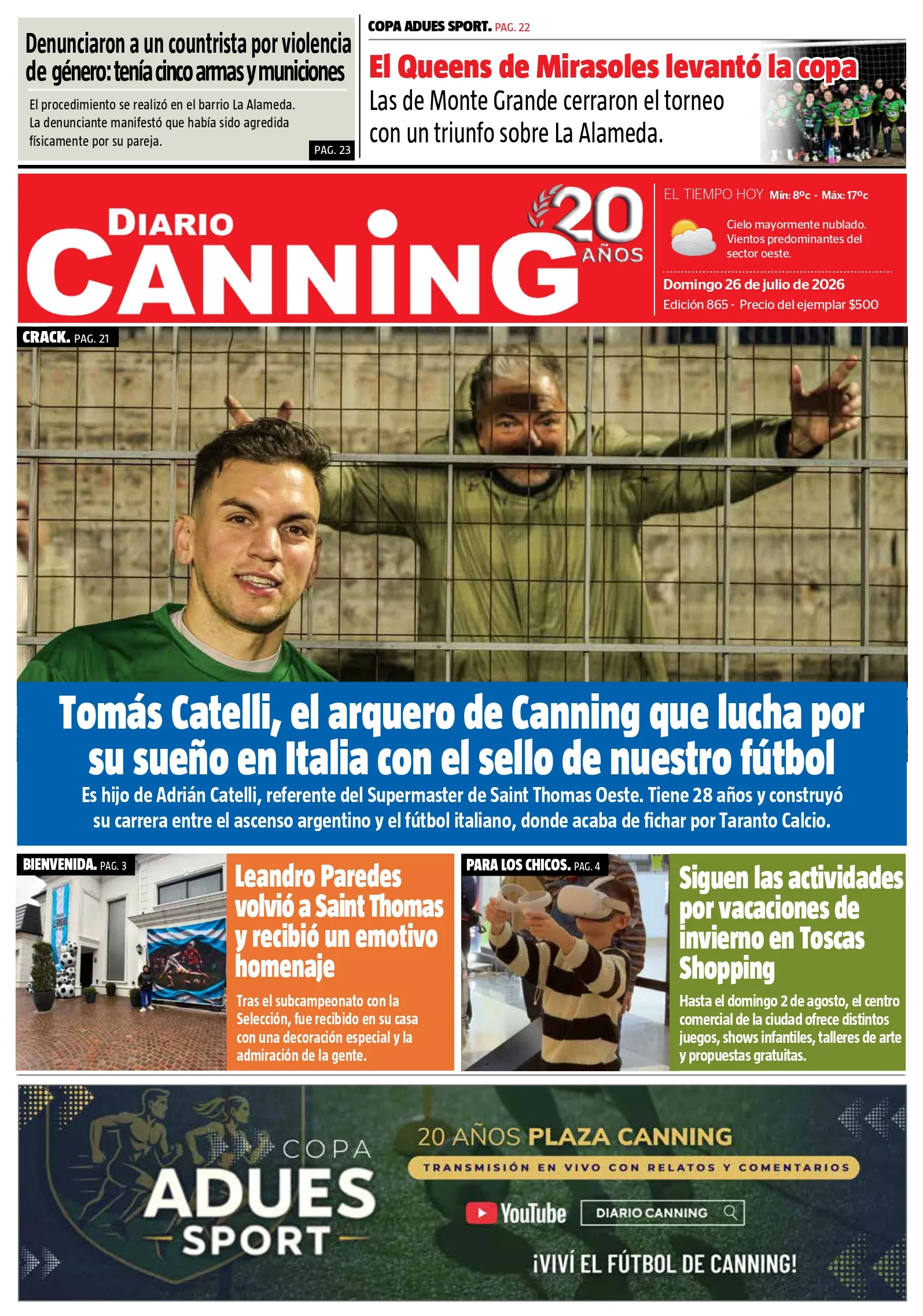 Tapa del diario en papel